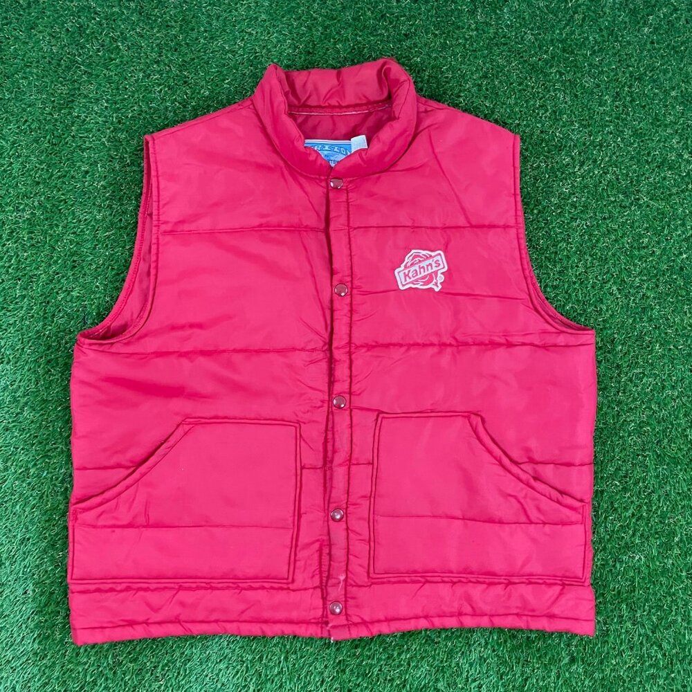 Vintage 80's Kahn's Hot Dogs Red Puffer Vest